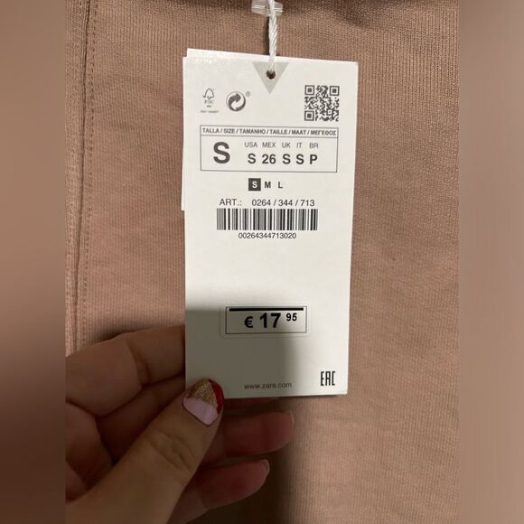 Skorts Zara Peachy Pink Ribbed Knit High Waisted Bike Short Women's Skort - Picture 6 of 9